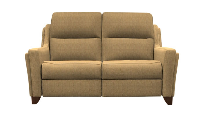 Parker Knoll Portland 2 Seat Sofa Baslow Plain Gold Mahogany Leg